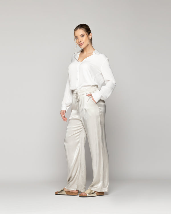 Pantalón Mujer Priseline Satinado Beige Lineatre