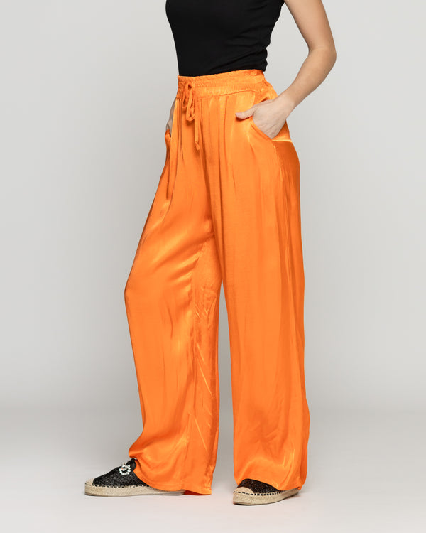 Pantalón Mujer Priseline Satinado Naranja Lineatre