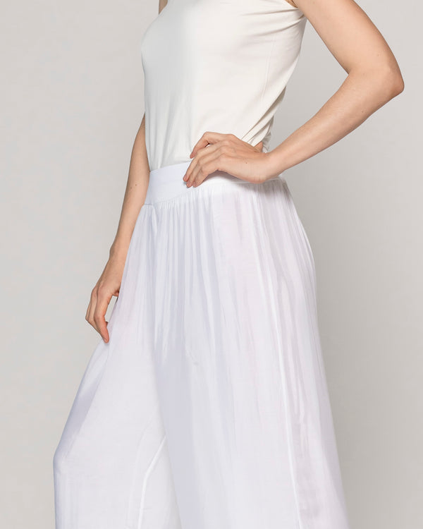 Pantalón Mujer Perla Palazzo Tipo Satín Blanco Lineatre