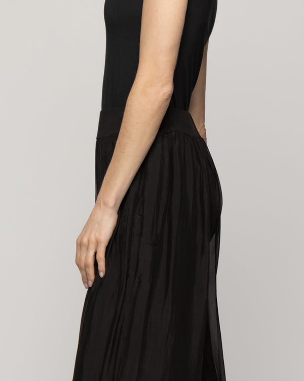 Pantalón Mujer Perla Palazzo Tipo Satín Negro Lineatre