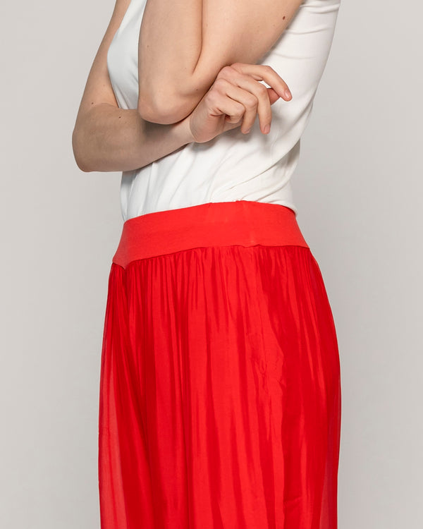 Pantalón Mujer Perla Palazzo Tipo Satín Rojo Lineatre