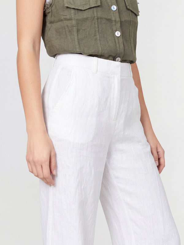 Pantalón Mujer Leticia Largo Tiro Alto Blanco Lineatre