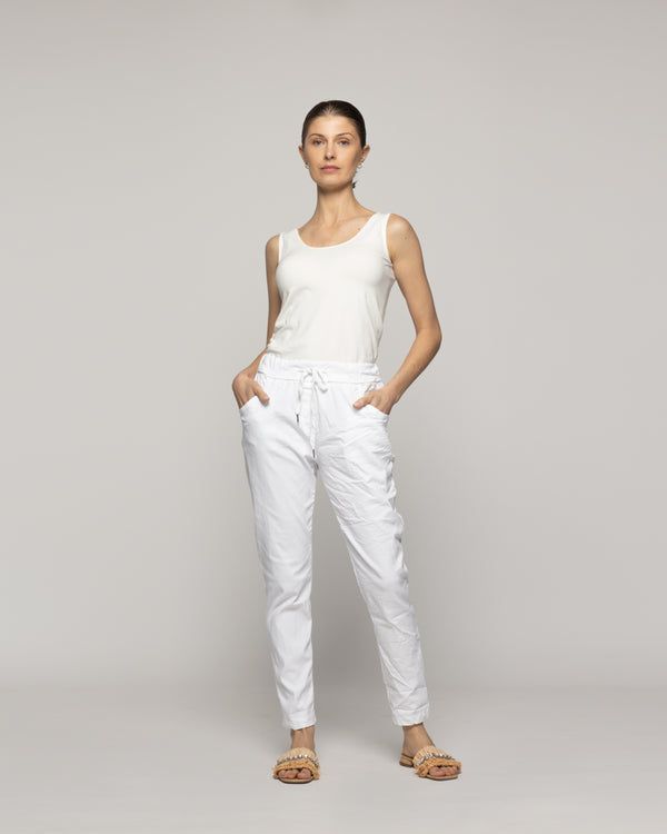 Pantalón Mujer Jogger Priscila Cintura Elasticada Blanco Lineatre