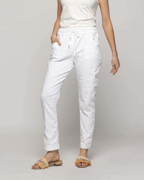 Pantalón Mujer Jogger Priscila Cintura Elasticada Blanco Lineatre