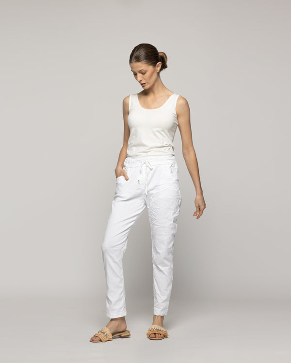 Pantalón Mujer Jogger Priscila Cintura Elasticada Blanco Lineatre