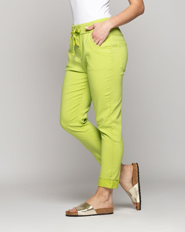 Pantalón Mujer Jogger Priscila Cintura Elasticada Verde Pistacho Lineatre