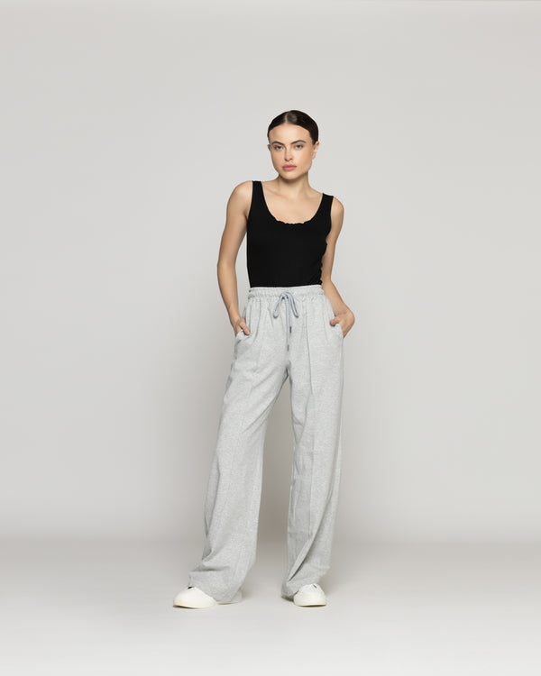 Pantalón Mujer Oksana Oversize Con Lazos Gris Lineatre