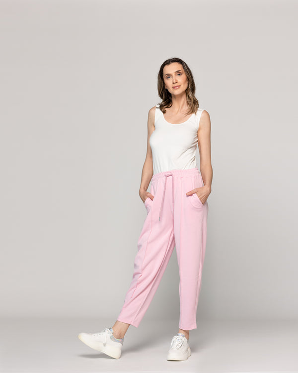 Pantalón Mujer Plácida Jogger Calce Relajado Cintura Elasticada Rosa Lineatre
