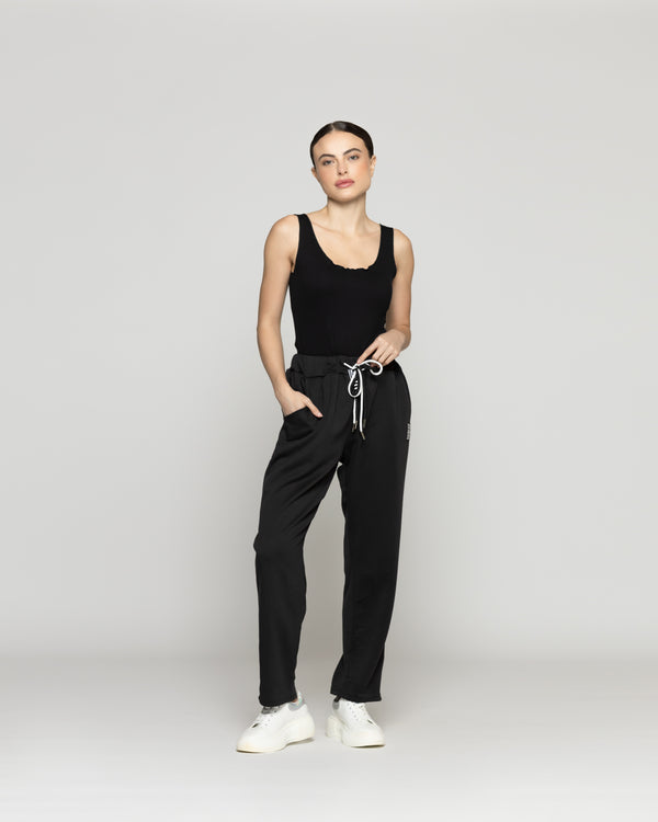 Pantalón Mujer Pastora Buzo Negro Lineatre