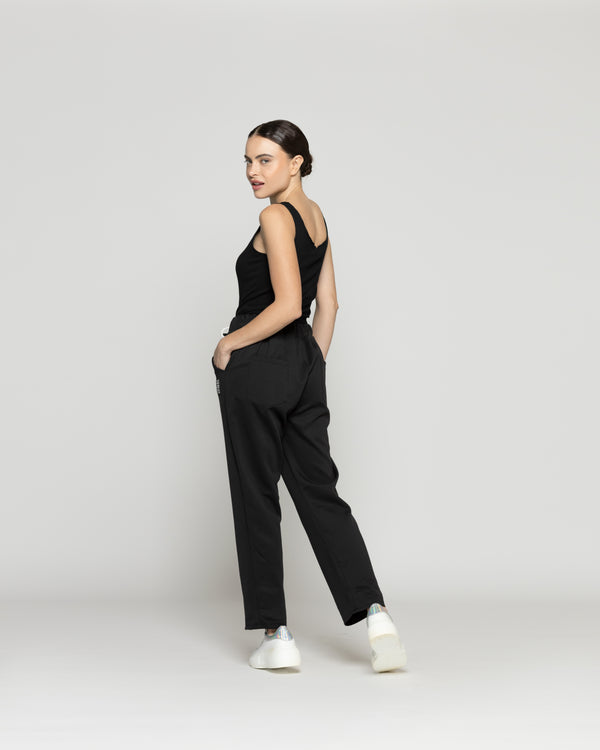 Pantalón Mujer Pastora Buzo Negro Lineatre