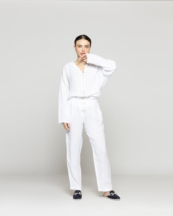 Pantalón Mujer Belén Lino Blanco Lineatre