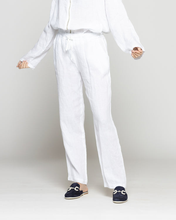 Pantalón Mujer Belén Lino Blanco Lineatre