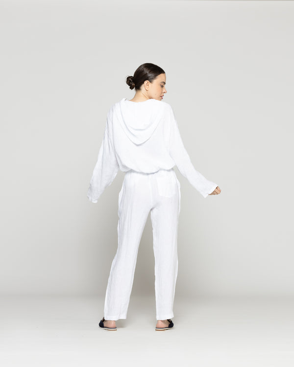 Pantalón Mujer Belén Lino Blanco Lineatre