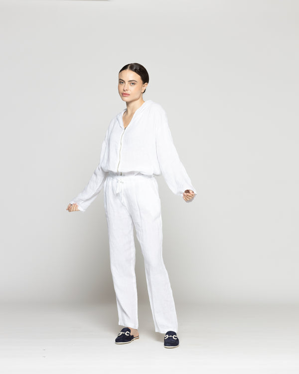 Pantalón Mujer Belén Lino Blanco Lineatre