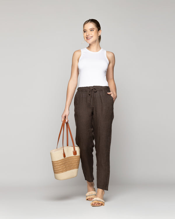 Pantalón Mujer Belén Lino Café Moro Lineatre