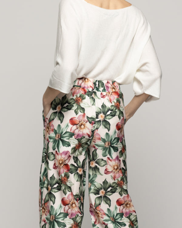 Pantalón Mujer Pali Estampado Flores Verde Lineatre