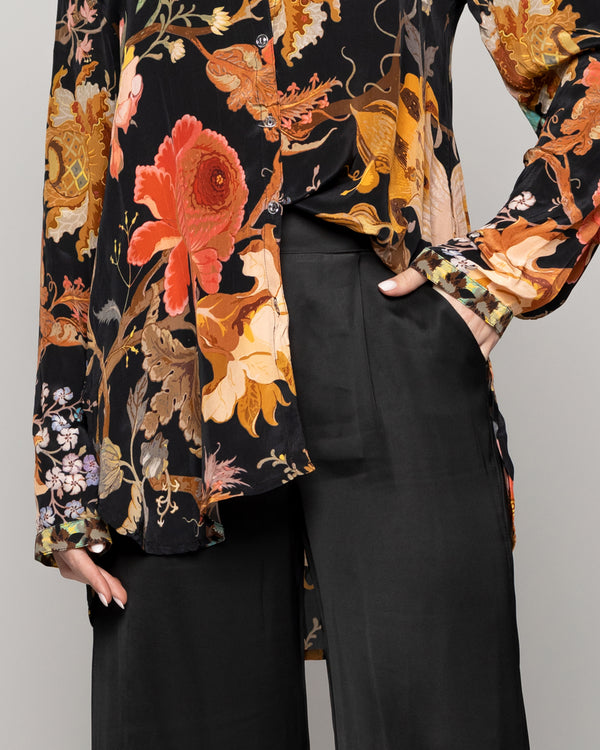 Pantalón Mujer Philippa Recto Satinado Negro Lineatre