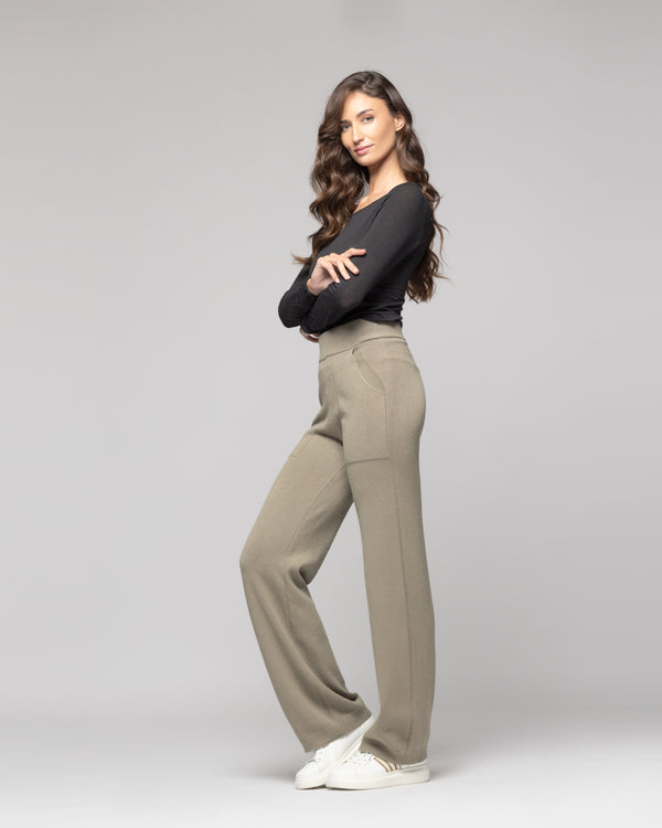 Pantalón Mujer Ainhoa verde-Fango Lineatre