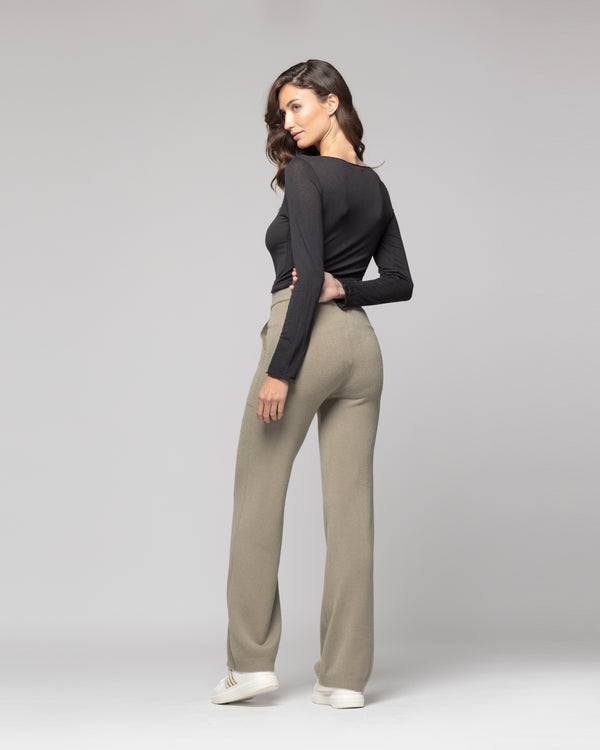 Pantalón Mujer Ainhoa verde-Fango Lineatre