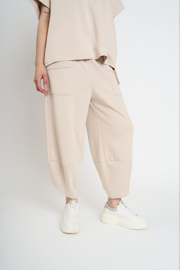 Pantalón Mujer Inés Largo 3/4 Tiro Alto Beige Lineatre