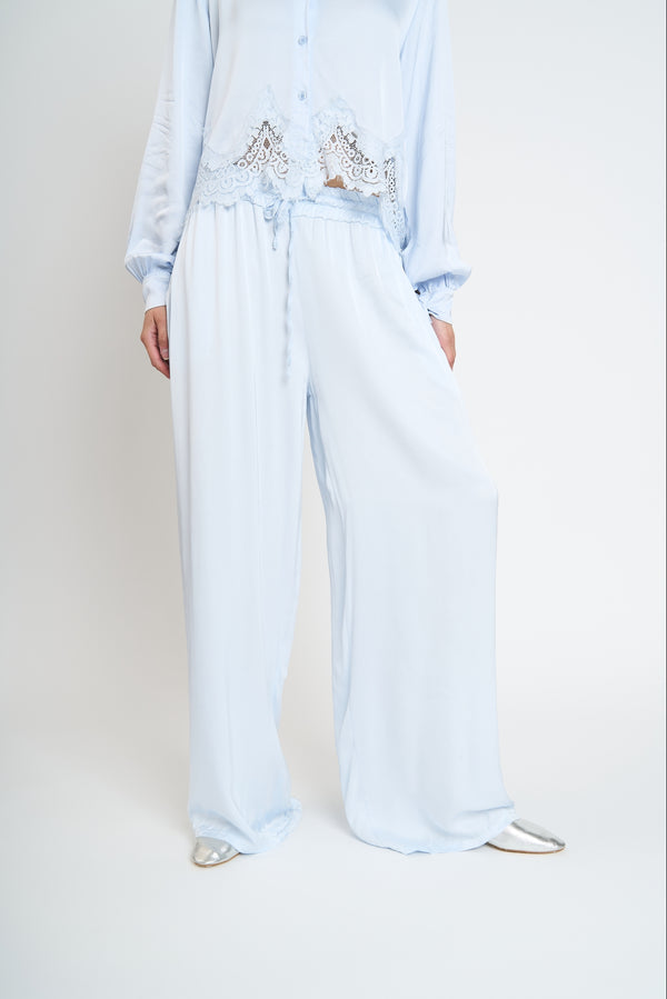 Pantalón Mujer Pilar Largo Tiro Alto Celeste Lineatre