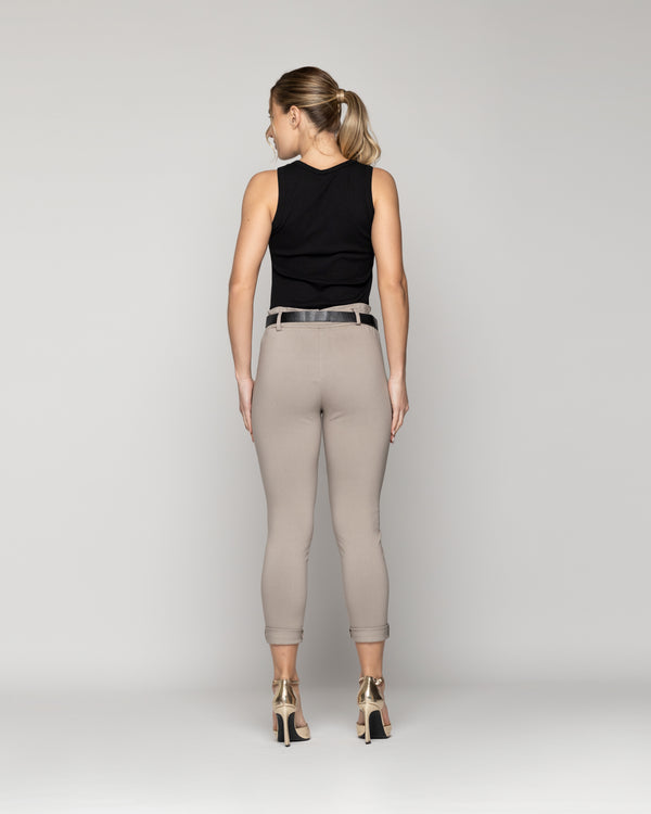 Pantalón Mujer Petra Pitillo Con Cinturón Verde Fango Lineatre