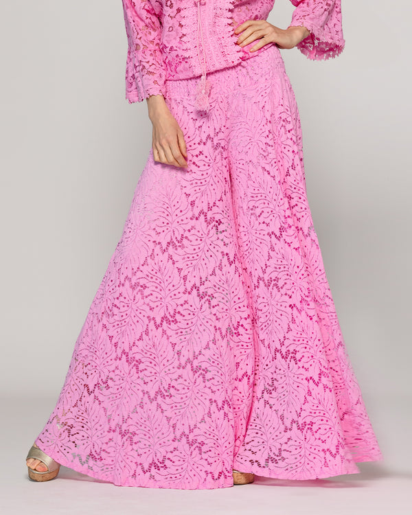 Pantalón Mujer Benedetta De Corte Palazzo Rosado Lineatre