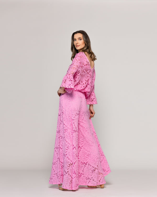 Pantalón Mujer Benedetta De Corte Palazzo Rosado Lineatre