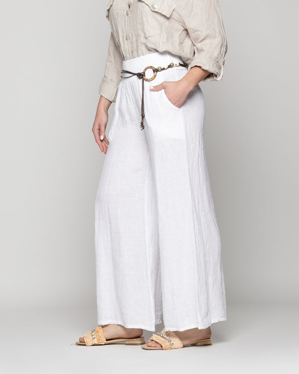 Pantalón Mujer Paola Palazzo De Lino Blanco Lineatre