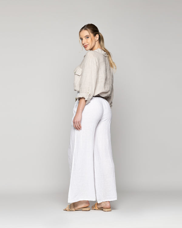 Pantalón Mujer Paola Palazzo De Lino Blanco Lineatre