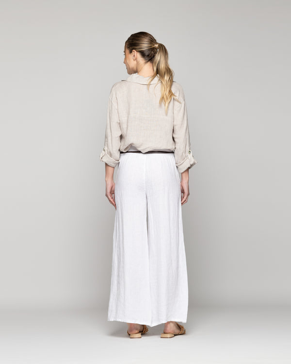 Pantalón Mujer Paola Palazzo De Lino Blanco Lineatre