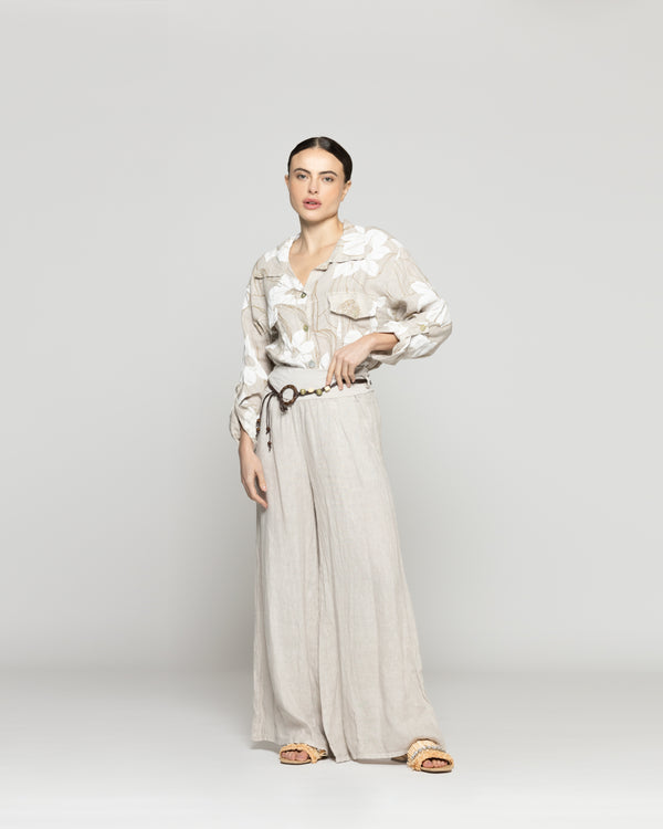 Pantalón Mujer Paola Palazzo De Lino Beige Lineatre