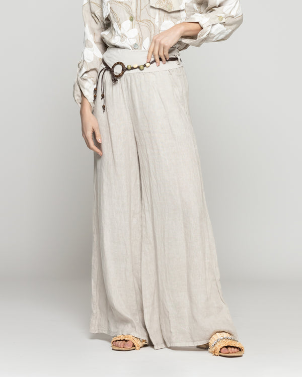 Pantalón Mujer Paola Palazzo De Lino Beige Lineatre