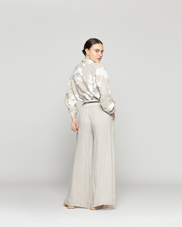 Pantalón Mujer Paola Palazzo De Lino Beige Lineatre