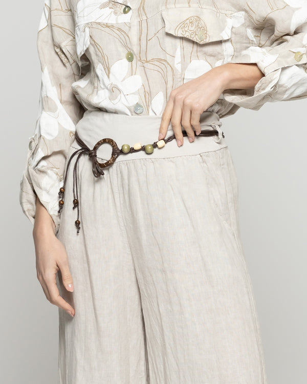 Pantalón Mujer Paola Palazzo De Lino Beige Lineatre