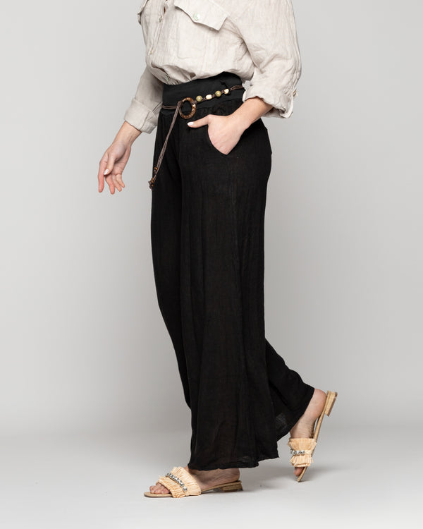 Pantalón Mujer Paola Palazzo De Lino Negro Lineatre