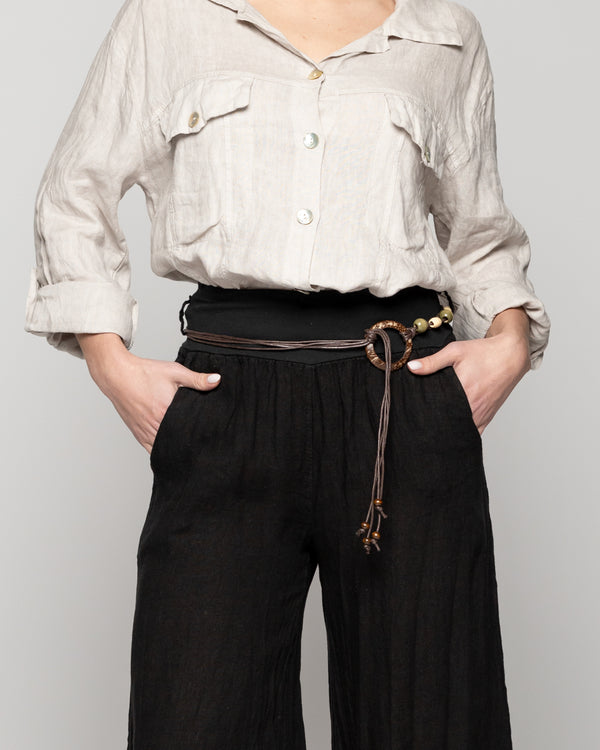 Pantalón Mujer Paola Palazzo De Lino Negro Lineatre
