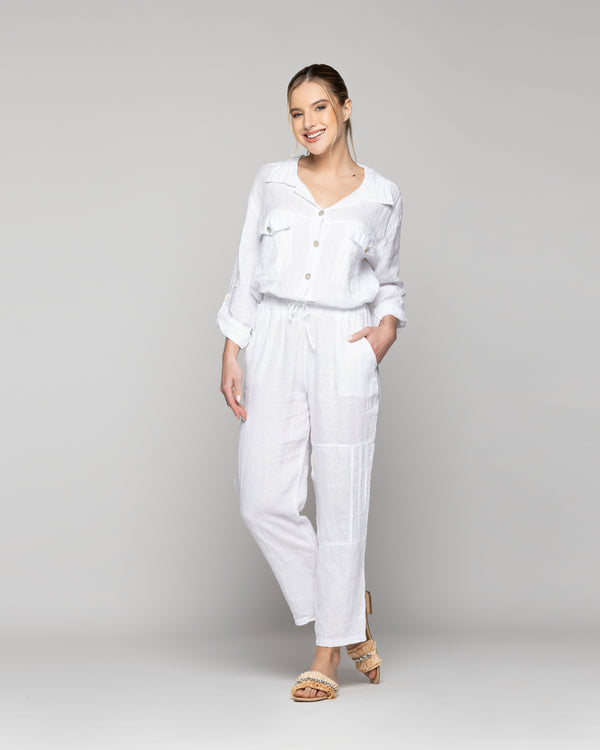 Pantalón Mujer Bianca Largo Blanco Lineatre
