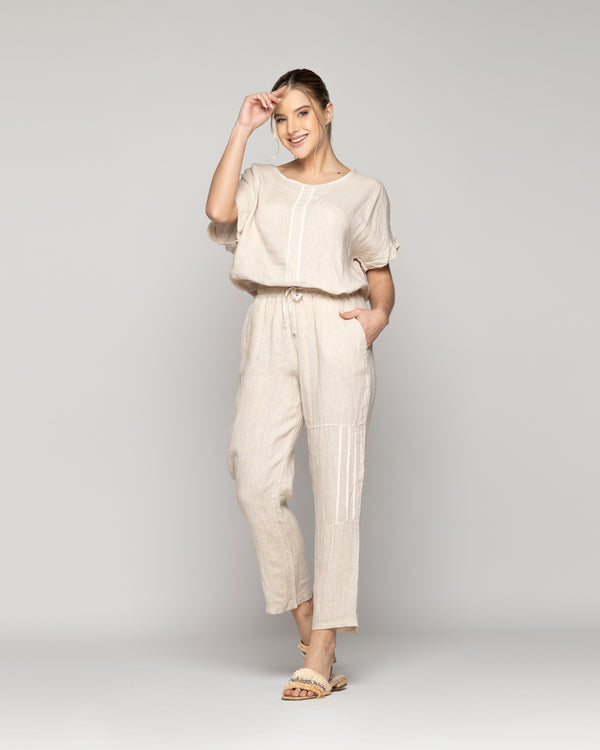 Pantalón Mujer Bianca Largo Beige Lineatre