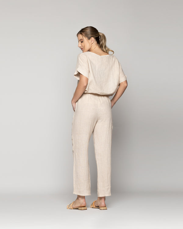 Pantalón Mujer Bianca Largo Beige Lineatre