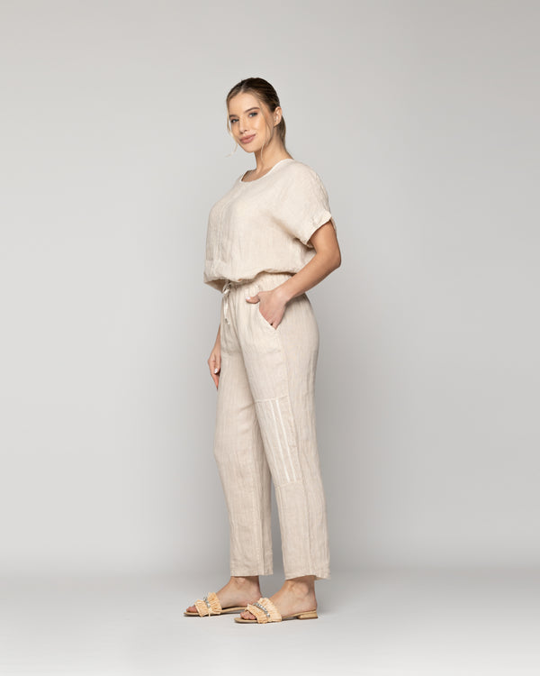 Pantalón Mujer Bianca Largo Beige Lineatre