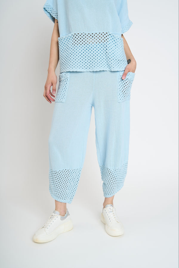 Pantalón Mujer Veronica Largo 3/4 Tiro Alto Cielo Lineatre