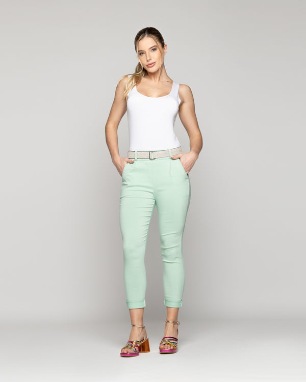 Pantalón Mujer Parisa Pitillo Verde Agua Lineatre