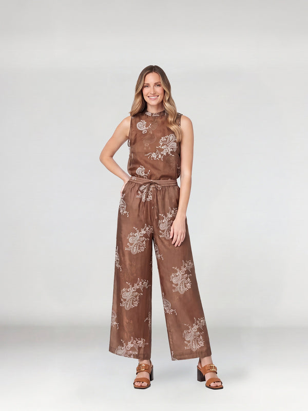 Pantalón Mujer Isabella Largo Tiro Moka Lineatre