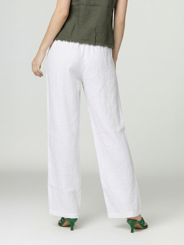 Pantalón Mujer Paulina Largo Tiro Alto Blanco Lineatre
