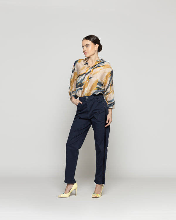 Pantalón Mujer Piera Tiro Alto Azul Lineatre