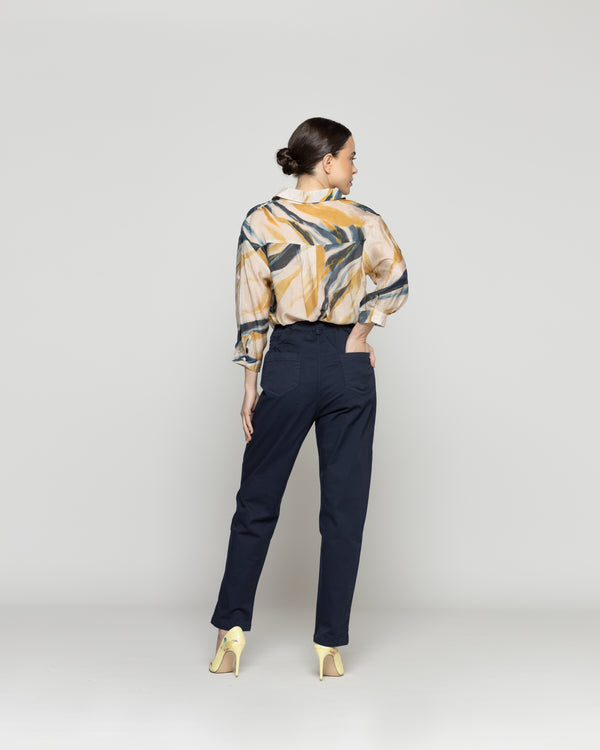 Pantalón Mujer Piera Tiro Alto Azul Lineatre