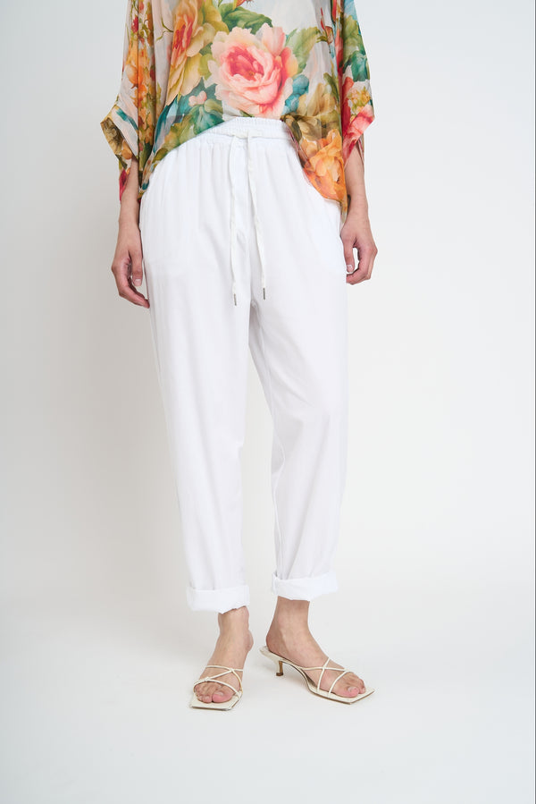 Pantalón Mujer Sol Largo Tiro Alto Blanco Lineatre