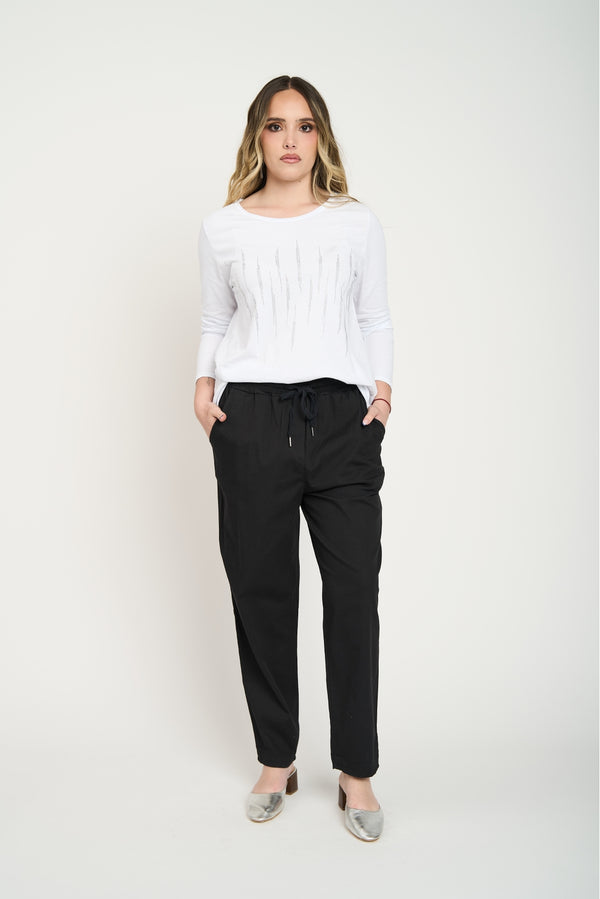 Pantalón Mujer Sol Largo Tiro Alto Negro Lineatre