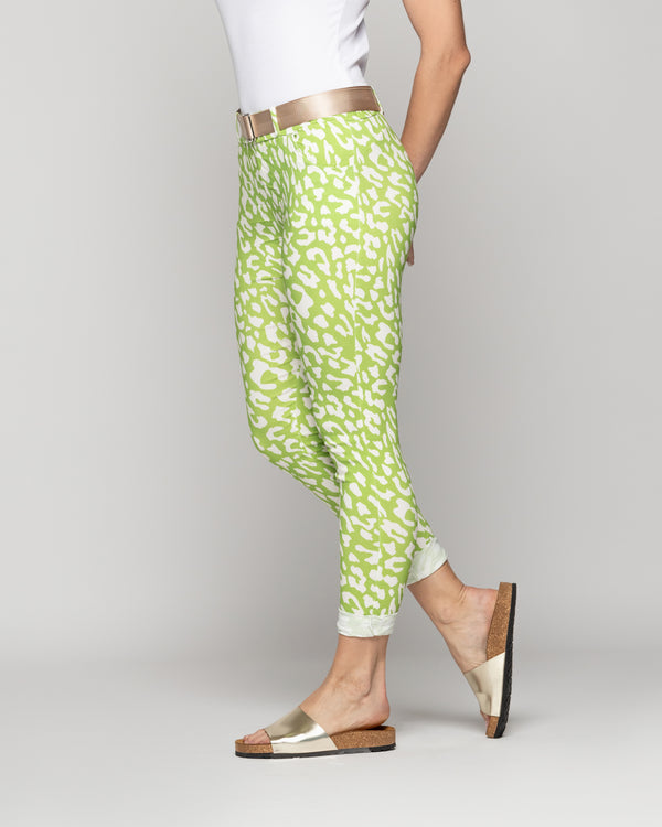 Pantalón Mujer Phedra Con Estampado Animal Verde Pistacho Lineatre